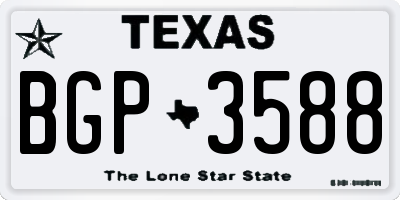 TX license plate BGP3588