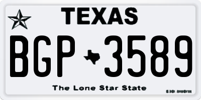TX license plate BGP3589