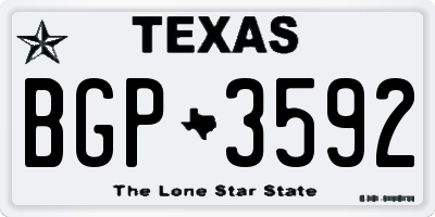 TX license plate BGP3592