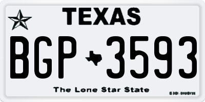 TX license plate BGP3593