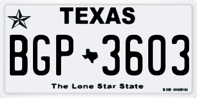 TX license plate BGP3603