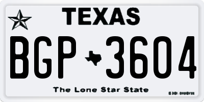 TX license plate BGP3604