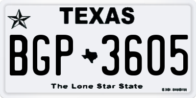 TX license plate BGP3605