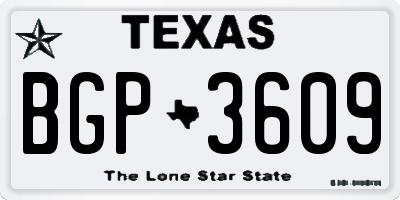 TX license plate BGP3609