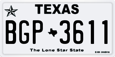 TX license plate BGP3611