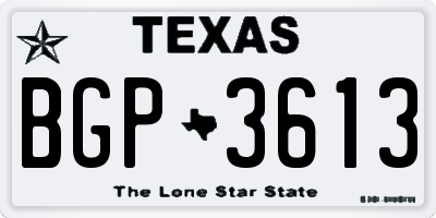 TX license plate BGP3613