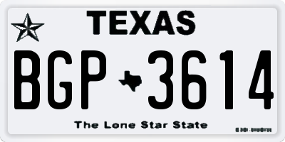 TX license plate BGP3614