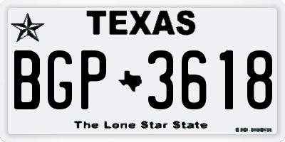 TX license plate BGP3618