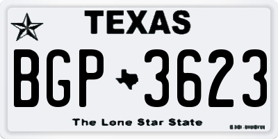 TX license plate BGP3623