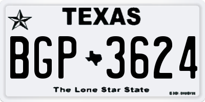 TX license plate BGP3624