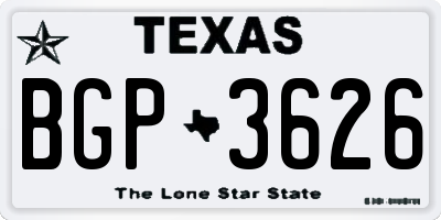 TX license plate BGP3626