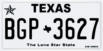 TX license plate BGP3627