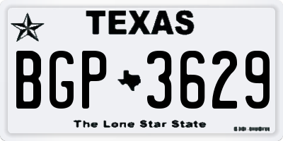 TX license plate BGP3629