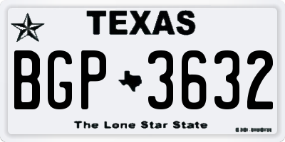 TX license plate BGP3632