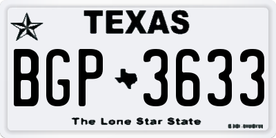 TX license plate BGP3633