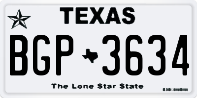 TX license plate BGP3634
