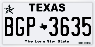 TX license plate BGP3635