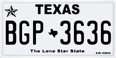 TX license plate BGP3636