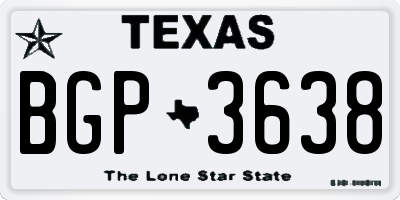 TX license plate BGP3638