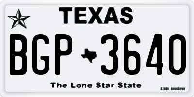 TX license plate BGP3640