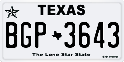 TX license plate BGP3643