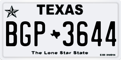 TX license plate BGP3644