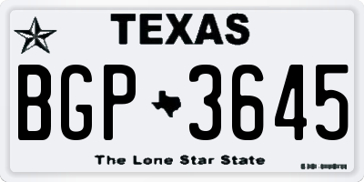 TX license plate BGP3645
