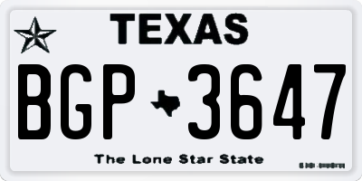 TX license plate BGP3647