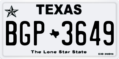TX license plate BGP3649