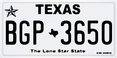 TX license plate BGP3650