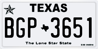 TX license plate BGP3651