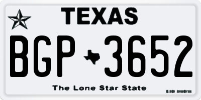 TX license plate BGP3652