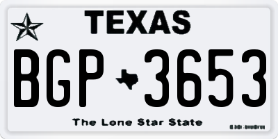 TX license plate BGP3653