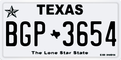 TX license plate BGP3654