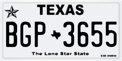TX license plate BGP3655