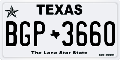 TX license plate BGP3660
