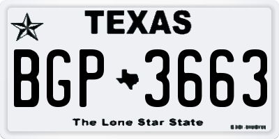 TX license plate BGP3663