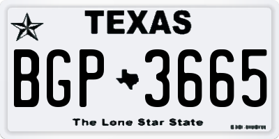 TX license plate BGP3665