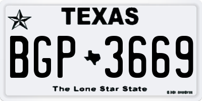 TX license plate BGP3669