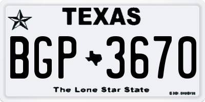 TX license plate BGP3670