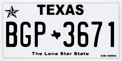 TX license plate BGP3671