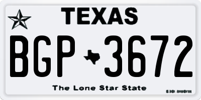 TX license plate BGP3672