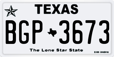 TX license plate BGP3673