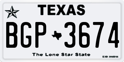 TX license plate BGP3674