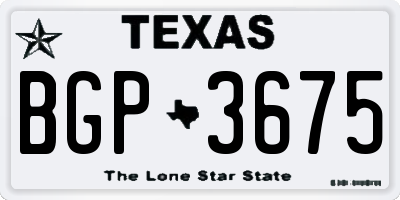 TX license plate BGP3675