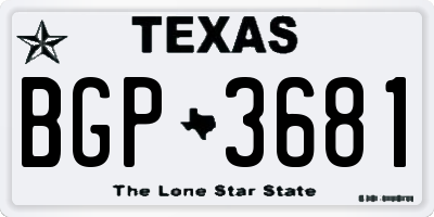 TX license plate BGP3681