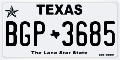 TX license plate BGP3685