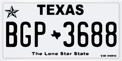 TX license plate BGP3688