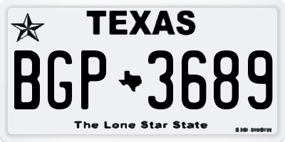 TX license plate BGP3689