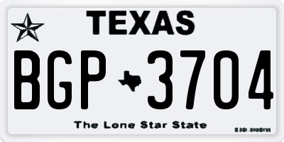 TX license plate BGP3704